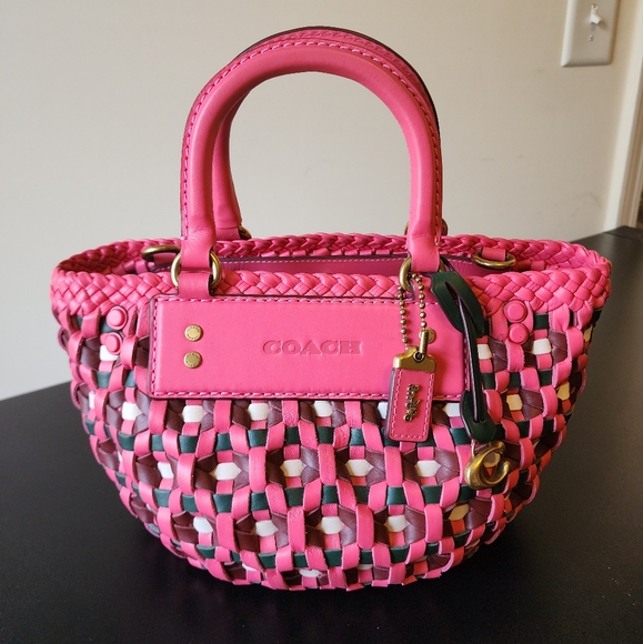 GUC COACH 1941 Collection Woven Tote 16 in Confetti Pink Multi, Style No. 603 - Picture 1 of 11